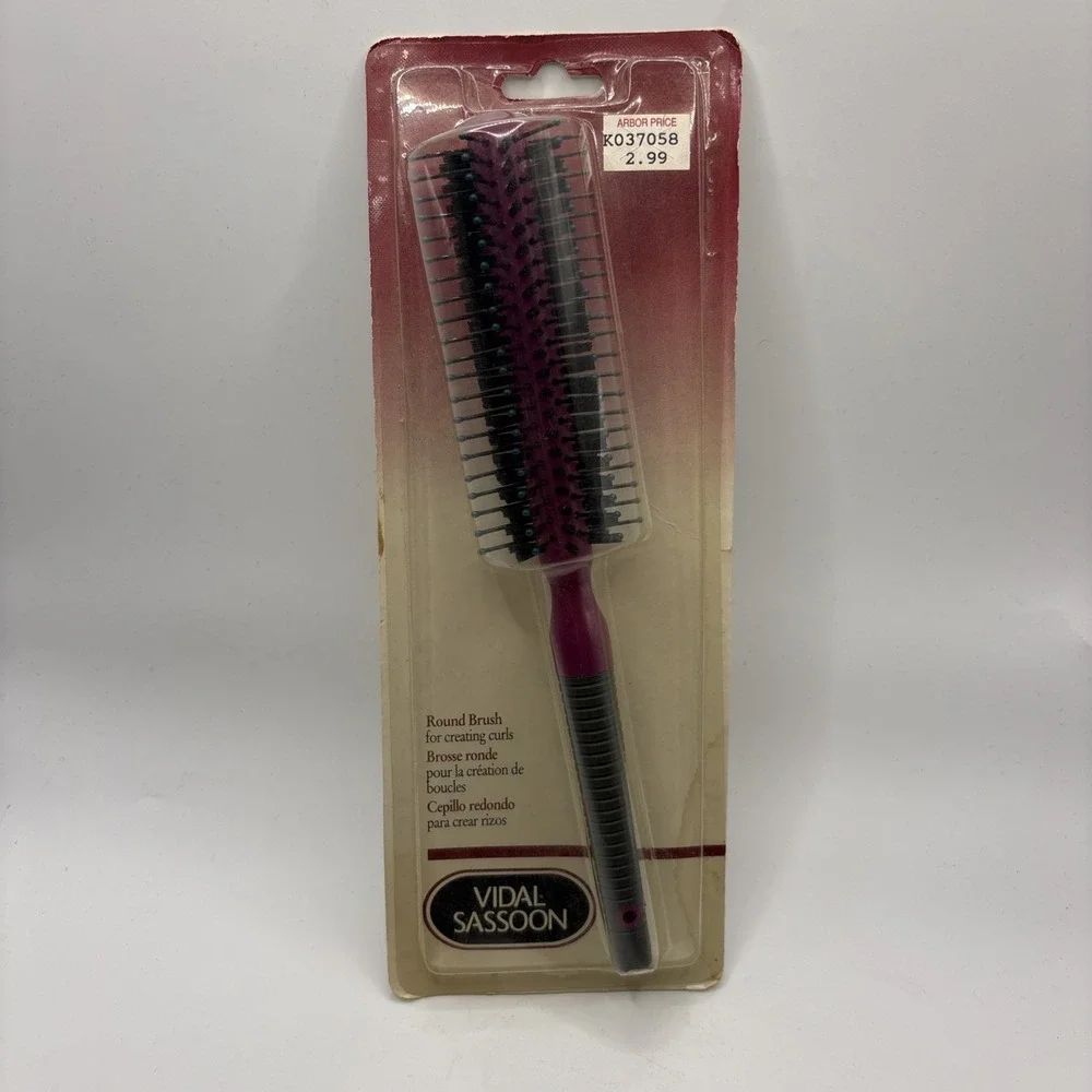 Vtg 1995 Vidal Sassoon Round‎ Nylon Brush Model 7022 Purple Deadstock NOS